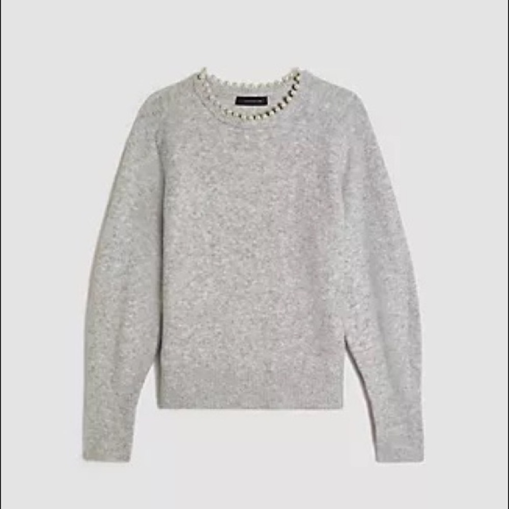 Ann Taylor Petite Pearlized Crew Neck Sweater